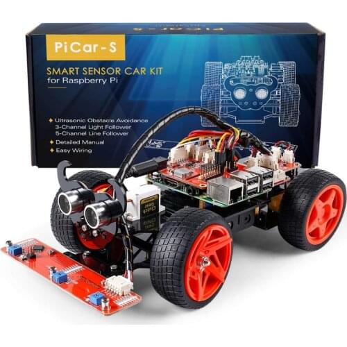 SunFounder Raspberry Pi Smart Robot Car Kit PiCar-S Block Based Graphical Visual Programmable Electronic Toy with Detail Manual