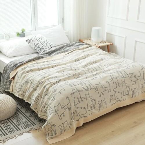 Waffle Muslin Towel Blanket Cotton Bedding Coverlet Double Lunch Break Thread Blanket Queen King Size Sleeping Cobertor