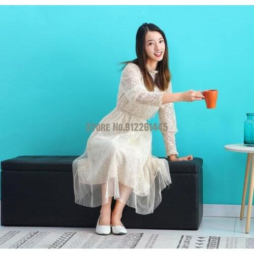Heyun red solid wood clothing store rectangular sofa shoe changing stool shoe cabinet bed end storage stool storage fitting room