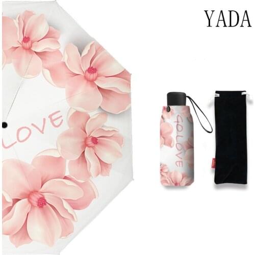 YADA INS New High Quality Plant Flower Umbrellas Rainy Pocket Folding Umbrella For Women UV Light Mini Flowers Umbrella YS200015