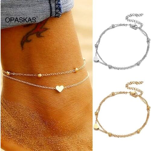 Women Leg Chain Gifts Women Ankle Bracelet Layered Heart Charm Beach Jewelry Personality Accessories Foot Jewelry for Women Girl