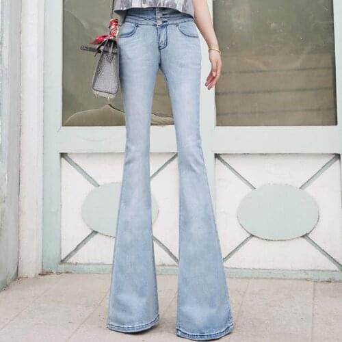 Plus size 26-30!High Waist Jeans Women Autumn Elastic jean women skinny flare jeans