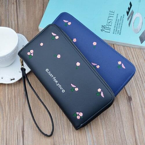 Women Leather Splicing Long Zipper Tassel Wallets Female Embroidery Flowers Coin Purses Ladies Clutch Bag Patchwork Card Holder