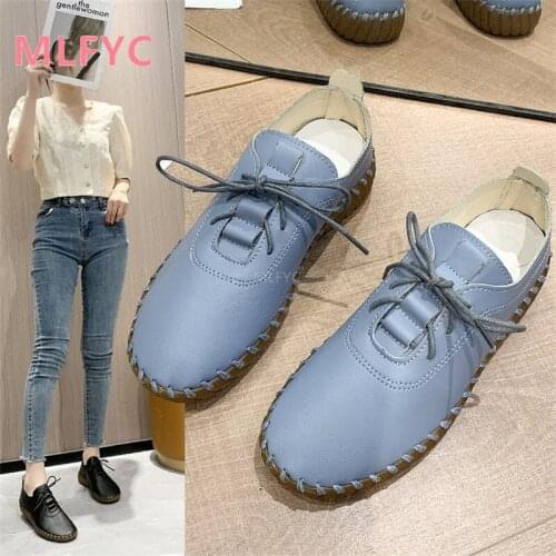 Womens casual lace-up single shoes2021spring and autumn comfortable womens shoes platform sole mother shoes casual white shoes