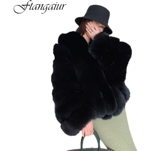 Ftangaiur 2021 Winter Finland Import Fox Fur Coat Weave Whole Skin Thick Women Fox Coats Slim Losse Short Natural Fur Coats