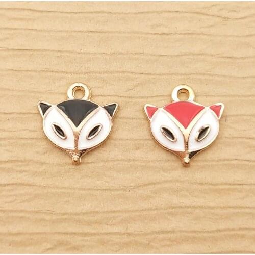 10pcs 13x14mm enamel fox head charm for jewelry making fashion charm earring pendant bracelet and necklace charms