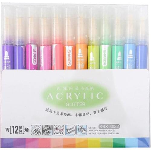 12 Colors Acrylic Paint Marker Pen for Ceramic Rock Glass Porcelain Mug Painting M17F