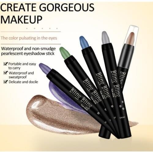 16 Colors Waterproof Pearlescent Eyeshadow Pencil Cosmetic Glitter Eye Shadow Stick Lasting Eyes Makeup Highlight Stick Cosmetic