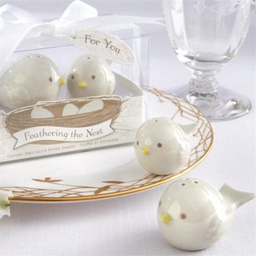 20Pcs=10Boxes Free Shipping Personalized Wedding Favors and Gifts Souvenirs for Guest Ceramic Love Bird: Magpies Salt and Pepper