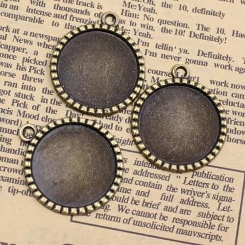20pcs/lot Alloy Bronze Tone Cameo/Glass/Cabochon Frame bezel Settings, DIY Accessory Pendant Charm 30x34mm(fit 25mm) K02684