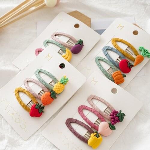 3Pcs/Pack Cute Kids Hair Clips Fashion Girls Hairpins Bangs Barrettes BB Clip Fruit Candy Color Hair Accessories