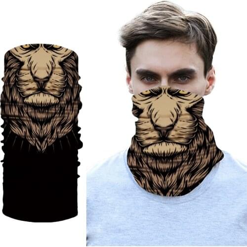 3D Seamless Bandanas Lion Neck Shield Buffs Motorcycle Cycling Moto Face Mask Men Women Headband Hiking Fishing Magic Scarf