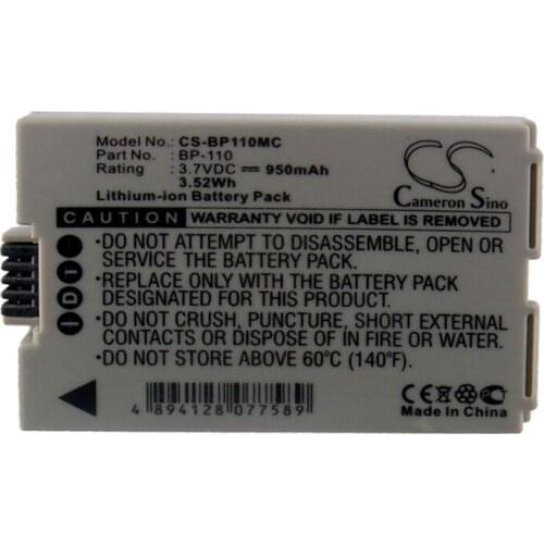 Cameron Sino 950mAh Battery for Canon Legria HF R26 R28 R206 Digital Camera BP-110