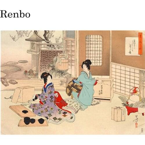 Renbo Diamond Painting New Arrival Full Drill Square Japanese kimono woman Diamond Embroidery Rhinestone Picture Diamond Mosaic