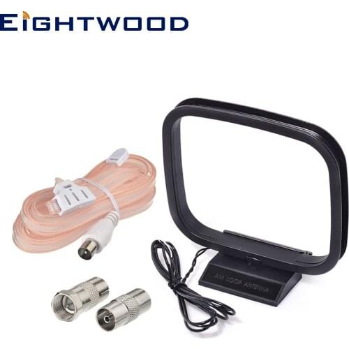 Eightwood FM Dipole Antenna PAL Plug Connector and AM Loop Antenna 2 Bare Wire for Yamaha Onkyo Denon Home tereo Receiver System