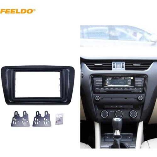 FEELDO Car 2DIN Radio Audio Fascia Frame Panel Dash Mount Kit Adapter With Inner Trim For Skoda Octavia (2014+)/Rapid Spaceback