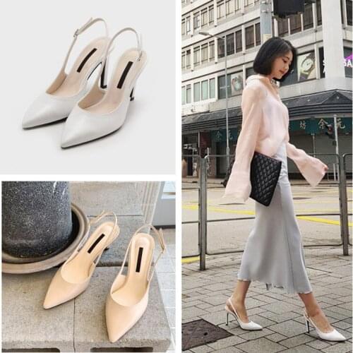Back Buckle band sandals woman pointed toe thin high heels mules ladies shoes slip on European sexy party shoes woman sandalias