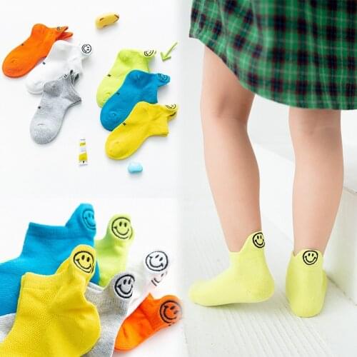 New Kids Socks Spring Soft Breathable Cotton Newborn Baby Tube Socks Green Smiley Embroidery Boys Girls Toddler Socks 1-12years