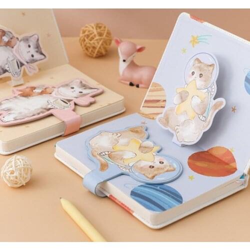 3D Lucky Cat Hand Book B6 Size Lovely Cat Paw Buckle Notebook Delicate Girls Diary Book Creative Cartoon Cat Journal Planner