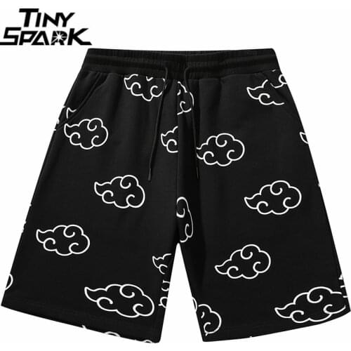 Hip Hop Streetwear Shorts Cloud Print Jogger Shorts 2021 Men Harajuku Cotton Casual Sweat Pants Summer Track Short Sweatpant