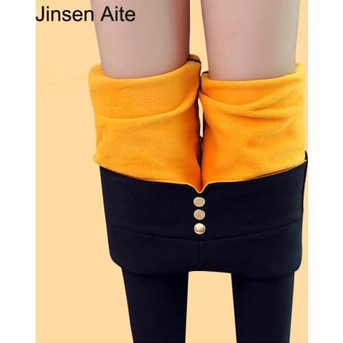 Jinsen Aite Women Winter Legging Warm Thicken Pants High Waist Slim Elasticity Skinny Pants Lady Trousers Plus Size S-5XL JS228