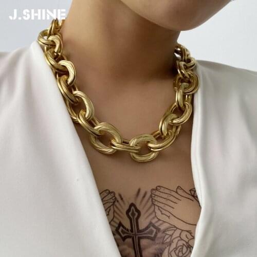 JShine Punk Cuban Thick Chain Necklace Women Collares Hip Hop Big Chunky Thick Link Chain Choker Necklace Steampunk Men Jewelry