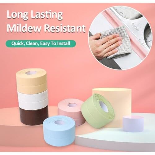 3.2mx38mm 22mm Windows Bath Tape Sealing Strip Pvc Kitchen Waterproof Wall Sticker Self-adhesive Seam Toilet Corner Tape Sealant