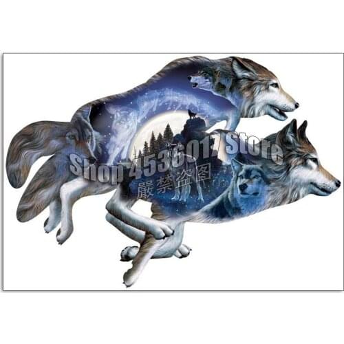 Moonlight Warrior Full Sets Diamond Painting Wolves Needlework Diamond Embroidery animal Wolf Handmade Gift Home Decor