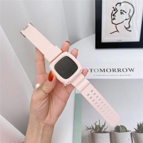 For Fitbit Versa 3/Sense Watchband Set Silicone Simple Fashion Bracelet + Frame Boys/Girls Sport Replaceable Durable Strap Case
