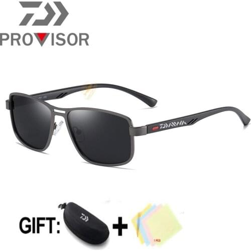 New DAIWA Fishing Glasses Retro Square Frame Mens Fishing Sunglasses Outdoor Polarized Sunglasses Fishing Night Vision Goggles