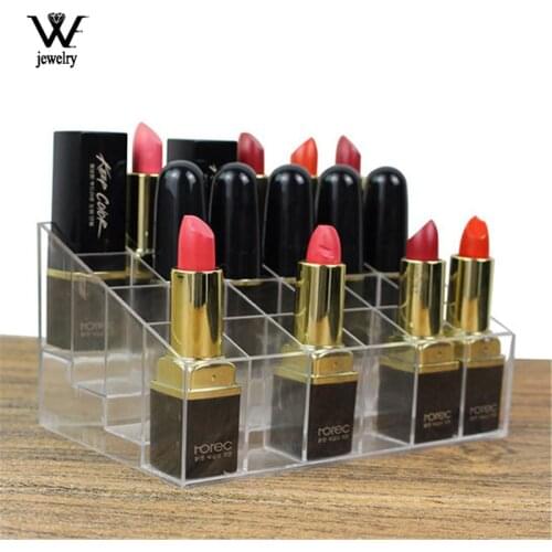 WE 24 Grids Acrylic Transparent Makeup Organizer Storage Box Drill polish lipstick Nail Organizer Cosmetic Jewelry Box Holder