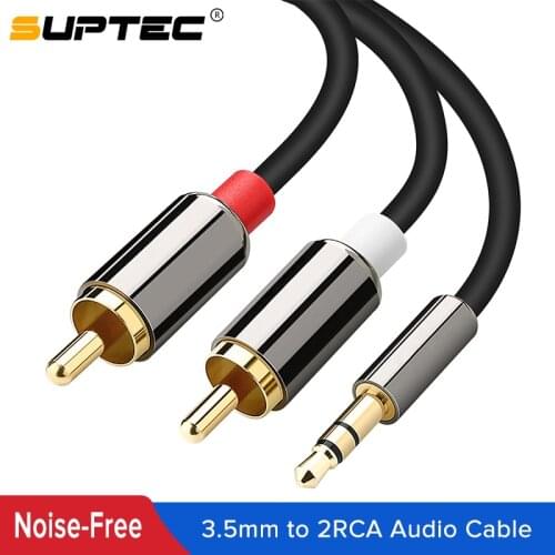 SUPTEC RCA Cable 2RCA to 3.5mm Jack Audio Cable Splitter Aux Cable for Home Speaker DVD VCD Player Amplifiers Subwoofer Theater