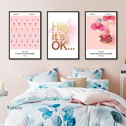 Pink Series Canvas Painting Poster Modern Nordic Style Dessert Photo Cake Shop Decoration And Wall Art Pictures For Kitchen