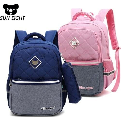 SUN EIGHT Children School Bags Backpacks School Bags For Girls/Boy Waterproof Kids School Bags Nylon School Bag 1-3Grade