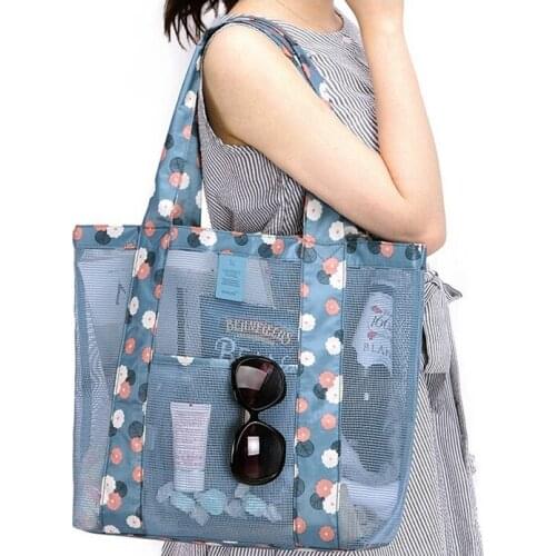 Outdoor Travel Beach Net Bag Shoulder Big Capacity Beach Bag Clothes Storage Bag Clear Bags for Women Transparent Bags