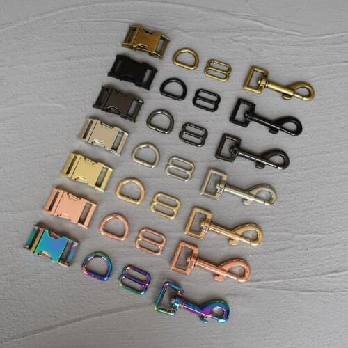 20 Sets 20mm Metal hardware D ring adjuster belt strap slider release buckle for pet dog collar harness DIY accessory 20-4s8