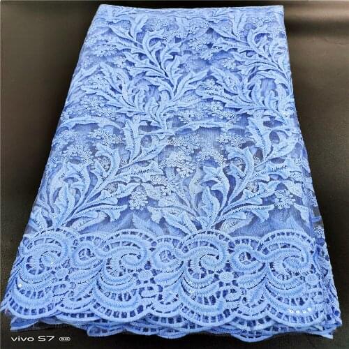 Embroidered African Guipure Lace Fabric With Stones 5 Yards French Net Lace Fabric Nigeria Mesh Lace Fabric For Wedding ZJH105