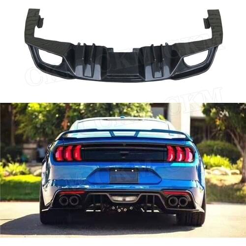 Carbon Fiber Rear Bumper Lip Diffuser Spoiler for Ford Mustang 2015 2016 2017 2018 2019 Fins Shark Style 4 Outlet Diffuser