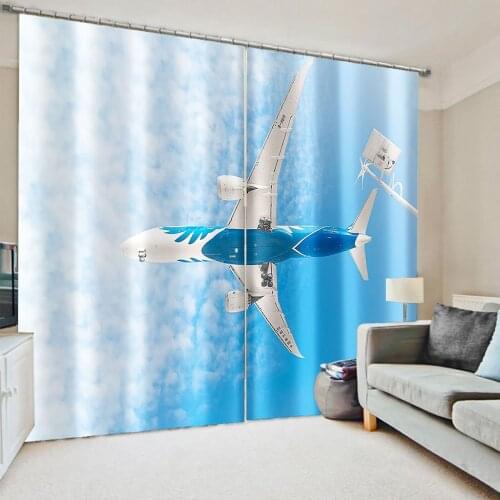 High quality custom 3d curtain fabric blue sky fly curtains 3D Curtains For Living Room office Bedroom