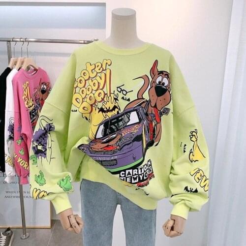Cartoon Hoodies Women 2020 Fall Tops Thin Type Jumper Hoodie Autumn Winter Korea Fashion Laziness-Style Girl Sweatshirt