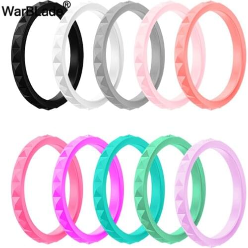 WarBLade New 3mm Thin Stackable Silicone Rings For Women Wedding Rubber Bands Sport Hypoallergenic Flexible Silicone Finger Ring
