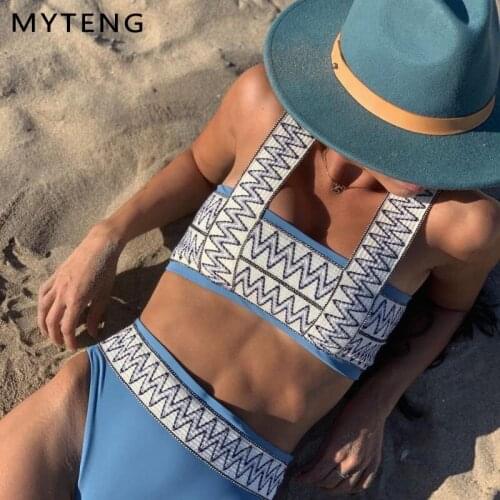 Elastic Plate Swimsuit Bikinis 2021 Mujer New Swimming Suit For Women High Waist 2 Piece Set Summer Push Up Swimwear XL Biquini