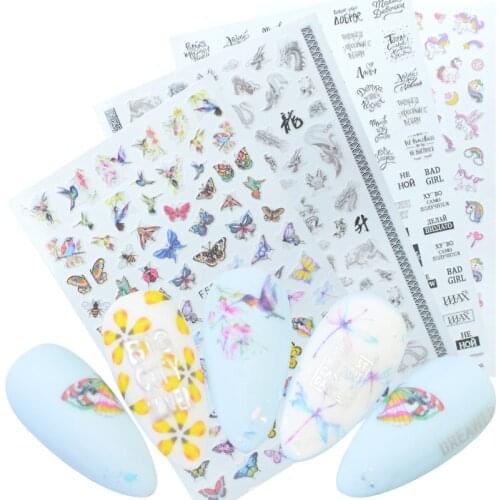 1 Sheet Hot Butterfly Bow Designs 3D Self Adhesive Nail Art Stickers Decorations Manicure Decal Tips Tools