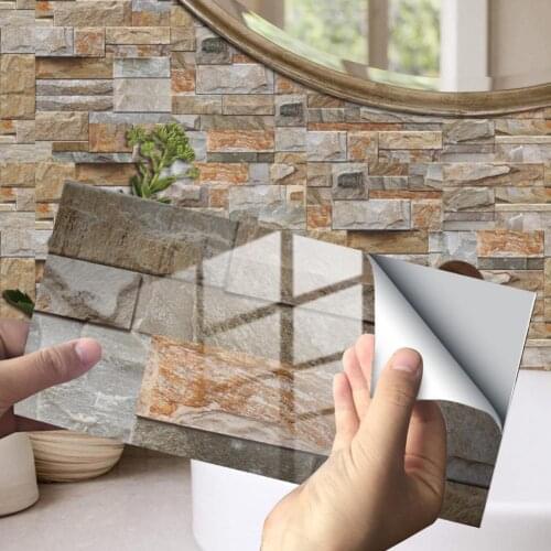 12Pcs Sticker Punch Free Self Adhesive Anti-fade PET Marble Shape Tile Decal Home Decoration