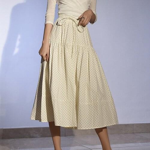 2020 Boho Summer Stretch High Waist Women A-Line Cotton Skirt With Lining Faldas Jupe Femme Saia