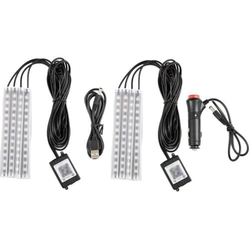 4Pcs Car LED Atmosphere Lamp with APP Light Strip Bluetooth RGB Remote