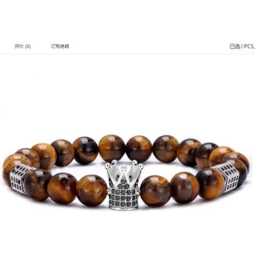 8mm crow yellow Tigereye gold silver copper cz zircon cubic zirconia beads bohemian Bracelet agate Onyx Stone Bangles g3df