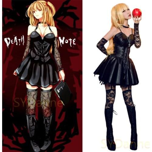 Anime Death Note Cosplay Costumes Misa Amane Full Set Black Dresses Uniform Outfits Girls Women Role Play Sexy Dress Costume Wig