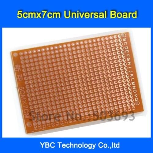 Free Shipping 100pcs/Lot 5x7 cm PROTOTYPE PCB Bakelite Plate One Layer 5x7 Panel Universal Board for DIY