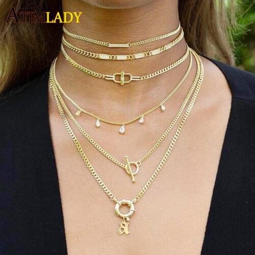 European Women 5mm Oval Link Chain Jewelry High Quality Gold Color Plated Classic Simple Collar Toggle Clasp Cuban Necklace